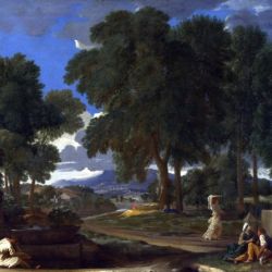 Landscape with a Man washing his Feet at a Fountain